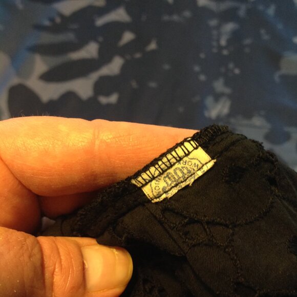 Vintage 1950’s Pinup Cay Artley Black Eyelet Dress Fit & Flare Union Made M L - Picture 12 of 14